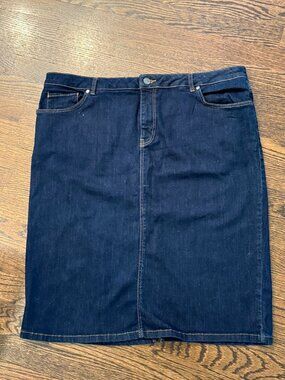 Dark Denim Stretch Knee length skirt